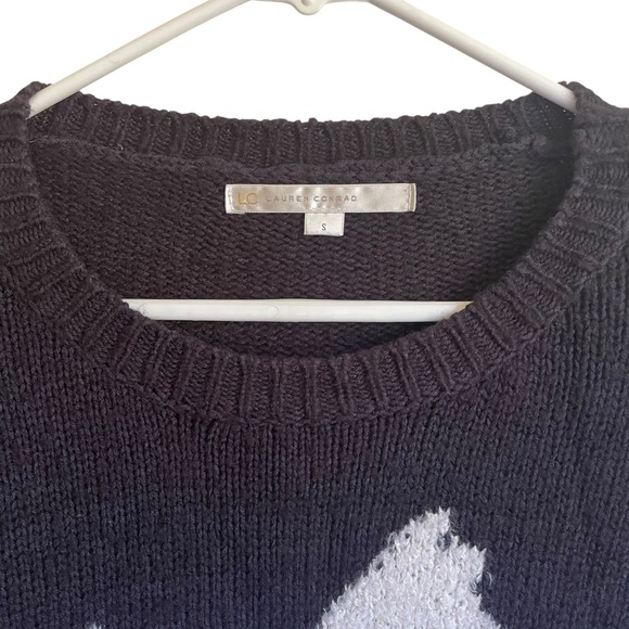 LC Lauren Conrad Scottie Dog Knit Sweater with Blinged Collar Oversized Stretchy - Picture 2 of 8